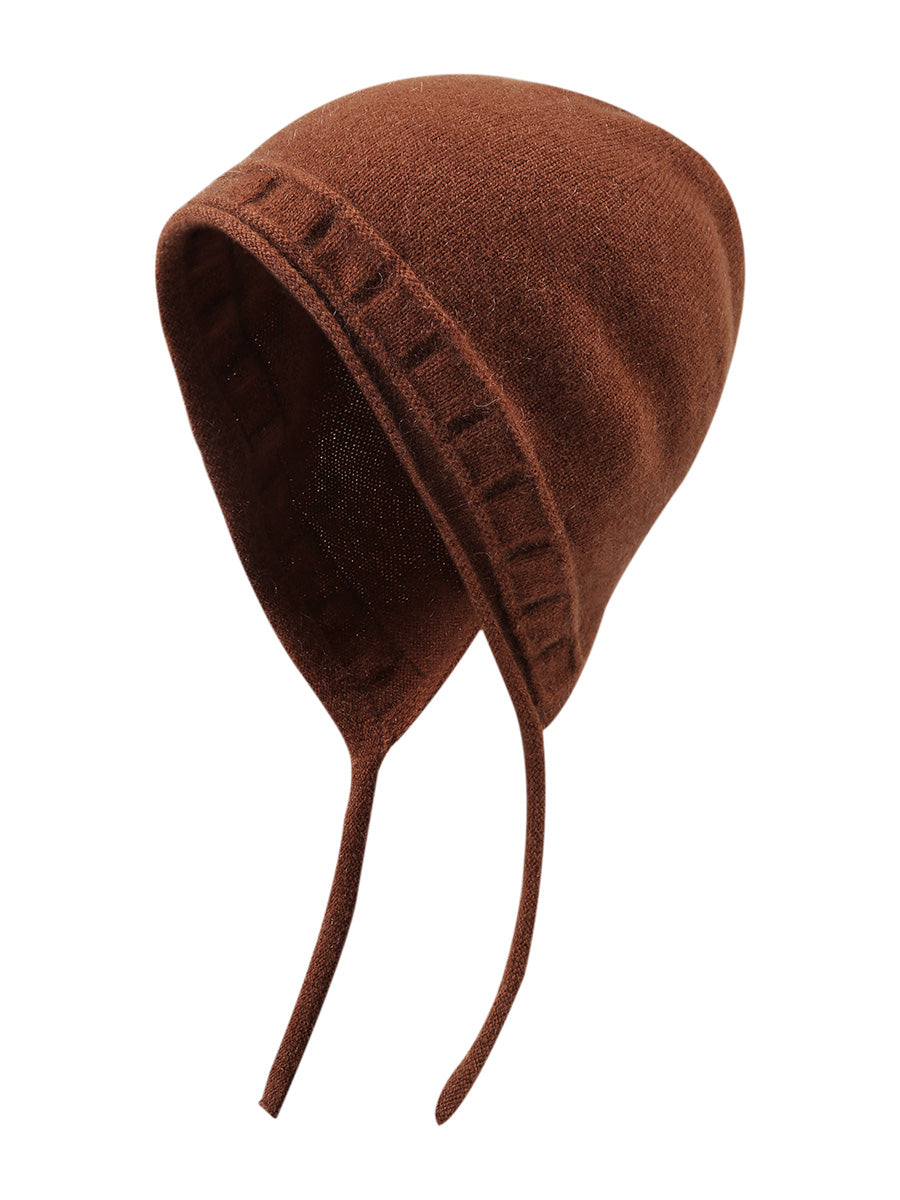 COMOBOCA 100% Cashmere Women's Knit Beanie with Ties