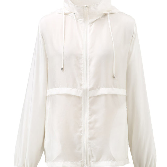 COMOBOCA 100% Mulberry Silk Women's Zip Up Hooded Jacket