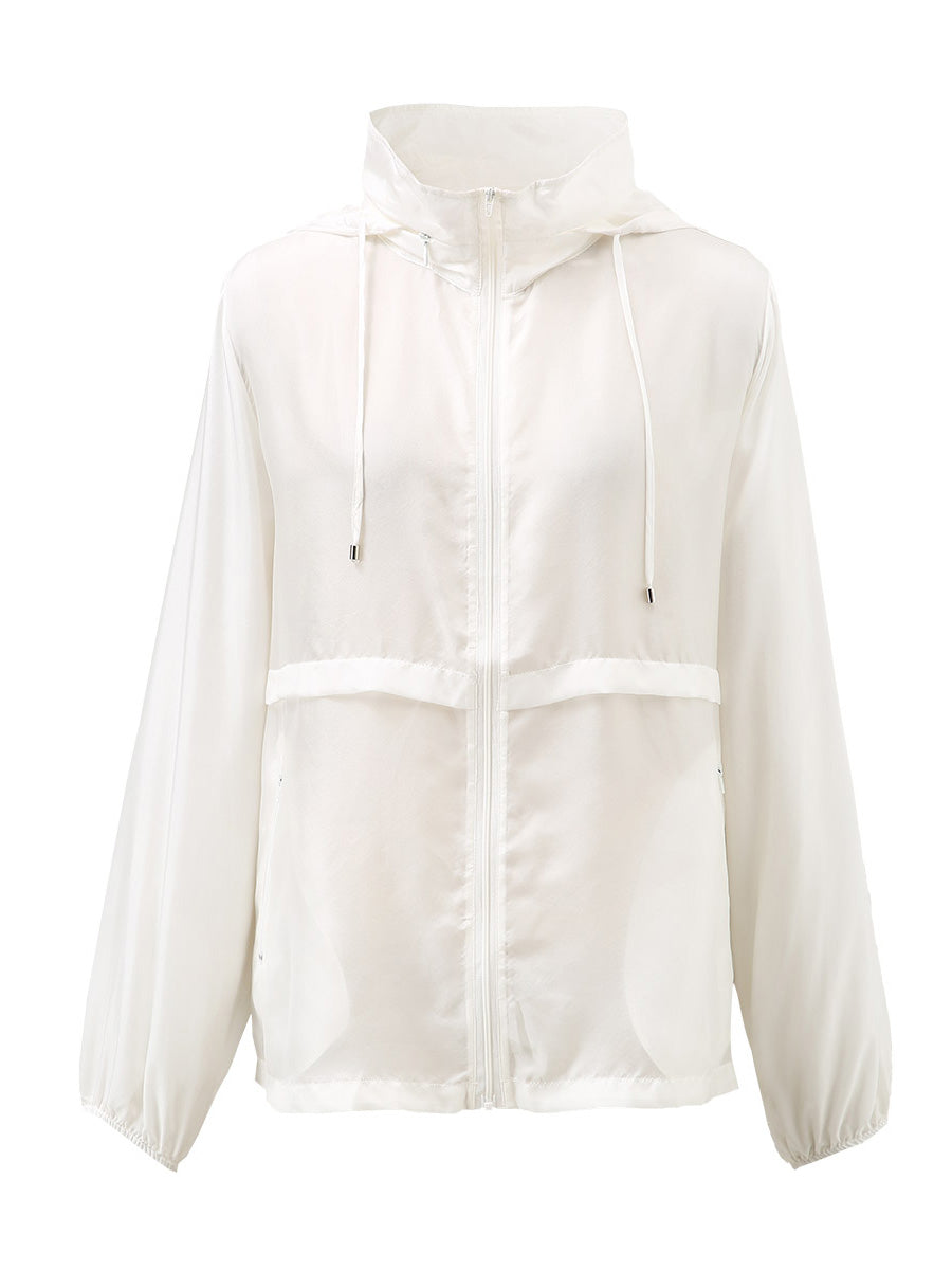 COMOBOCA 100% Mulberry Silk Women's Zip Up Hooded Jacket