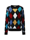 COMOBOCA 100% Cashmere Women's Argyle Pattern Colorful Knit Sweater