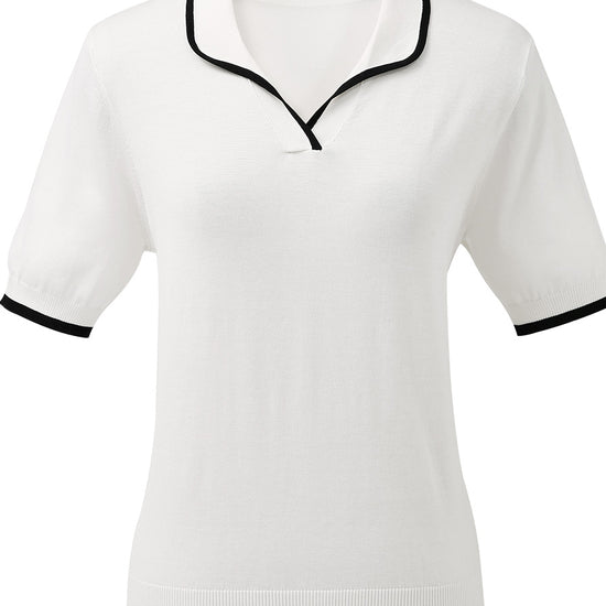 COMOBOCA Women's Casual Contrast Trim Polo T-Shirt
