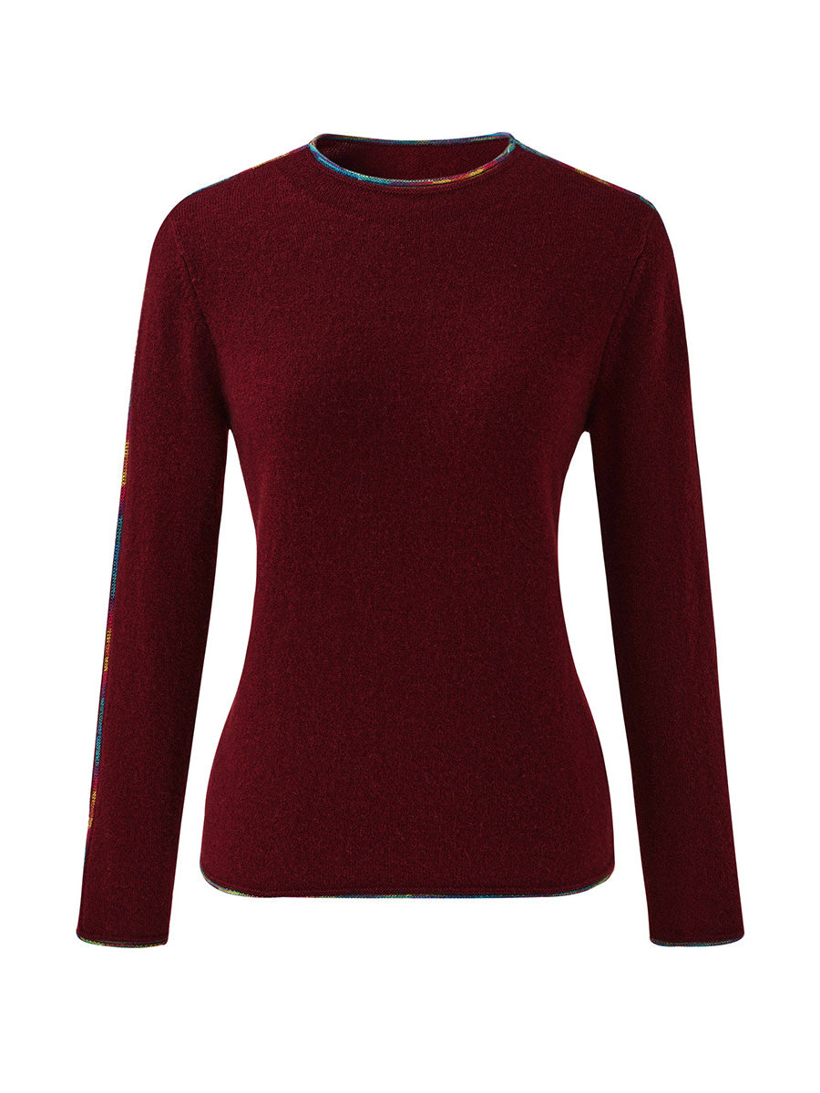 COMOBOCA 100% Cashmere Women's Sweater with Built-in Collar