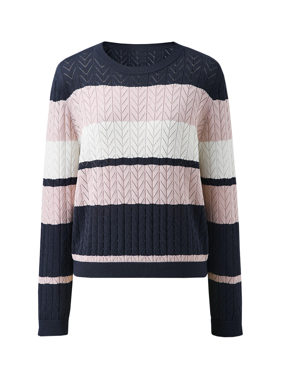 COMOBOCA Women's Striped Color Block Sweater