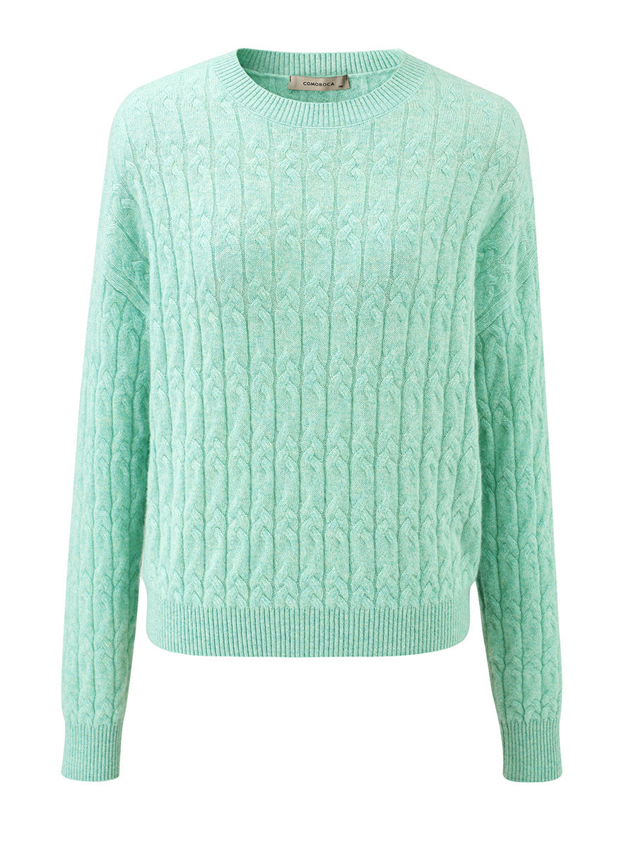 COMOBOCA 100% Cashmere Women's Cable Knit Sweater