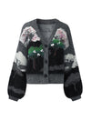 COMOBOCA Women's Landscape Patterned Knit Cardigan
