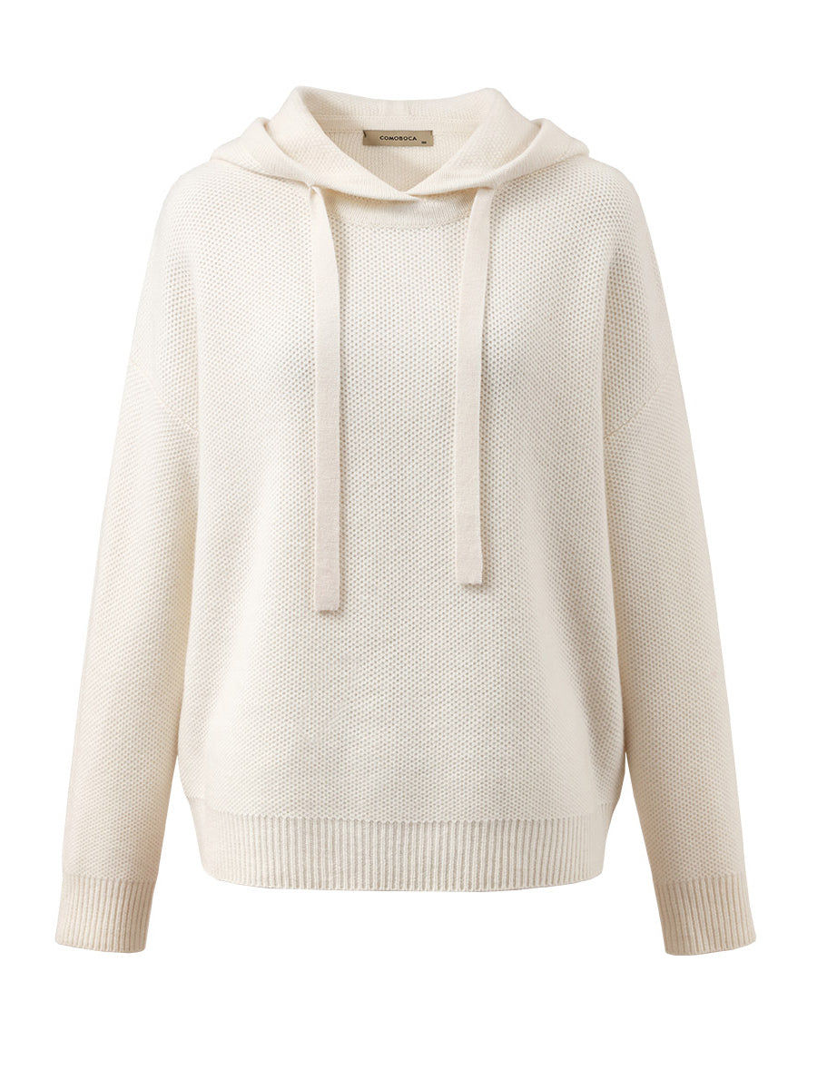 COMOBOCA 100% Wool Women's Sweater Casual Knit Hoodie