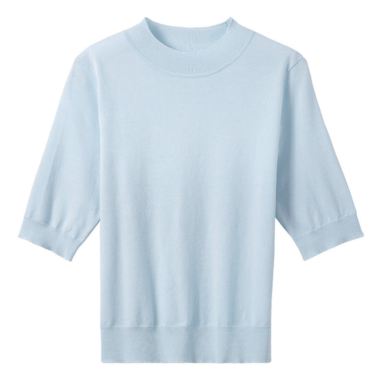 COMOBOCA Women's Short Sleeve Mock Neck Knit Sweater