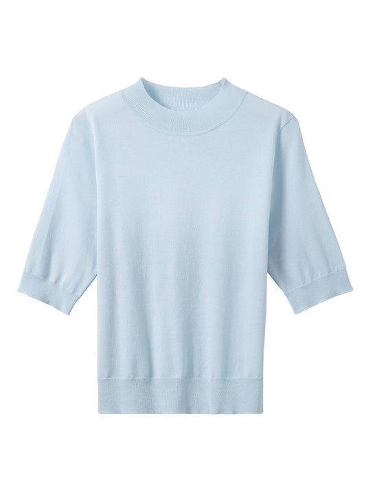 COMOBOCA Women's Short Sleeve Mock Neck Knit Sweater