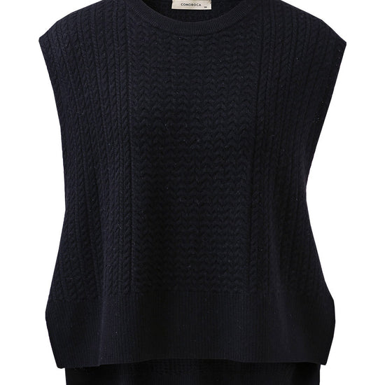 COMOBOCA 100% Wool Women's Knit Sleeveless Sweater Vest