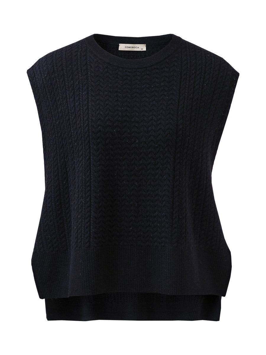 COMOBOCA 100% Wool Women's Knit Sleeveless Sweater Vest