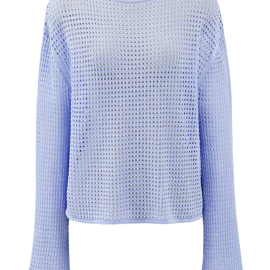 COMOBOCA Women's Sheer Mesh Knit Overpull Top