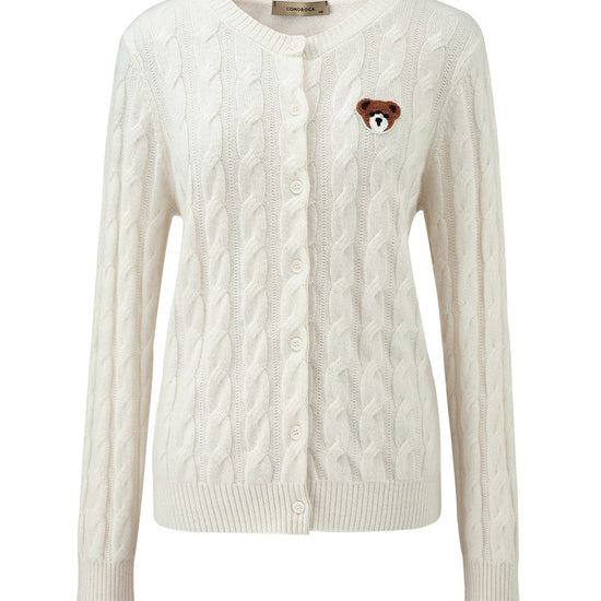 COMOBOCA 100% Cashmere Women's Cable Knit Cardigan