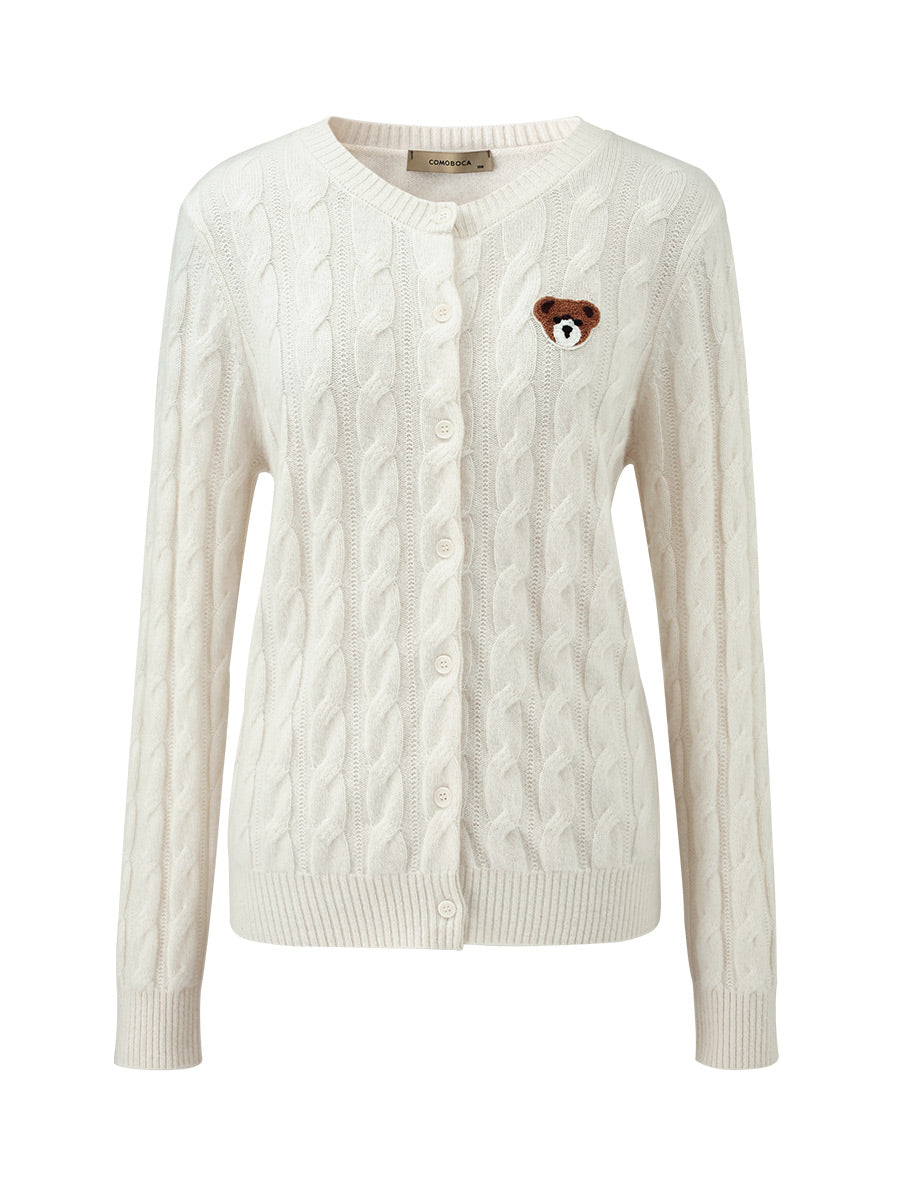 COMOBOCA 100% Cashmere Women's Cable Knit Cardigan