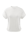 COMOBOCA Women's Side Ruched Mock Neck Knit T-Shirt
