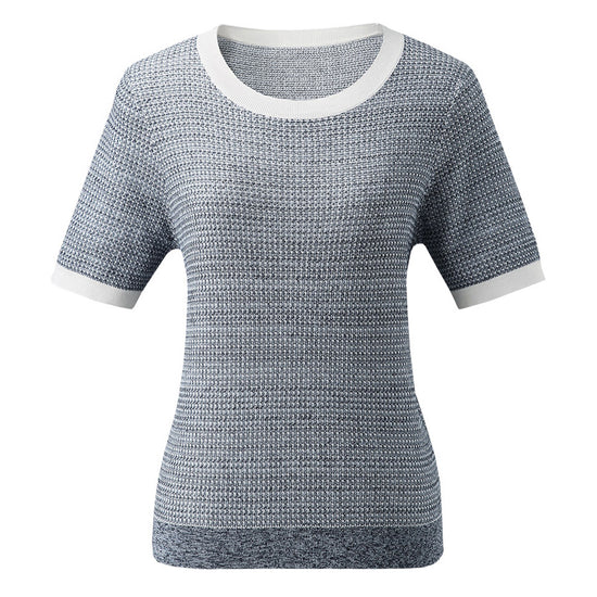 COMOBOCA Women's Chic Striped Knit T-Shirt