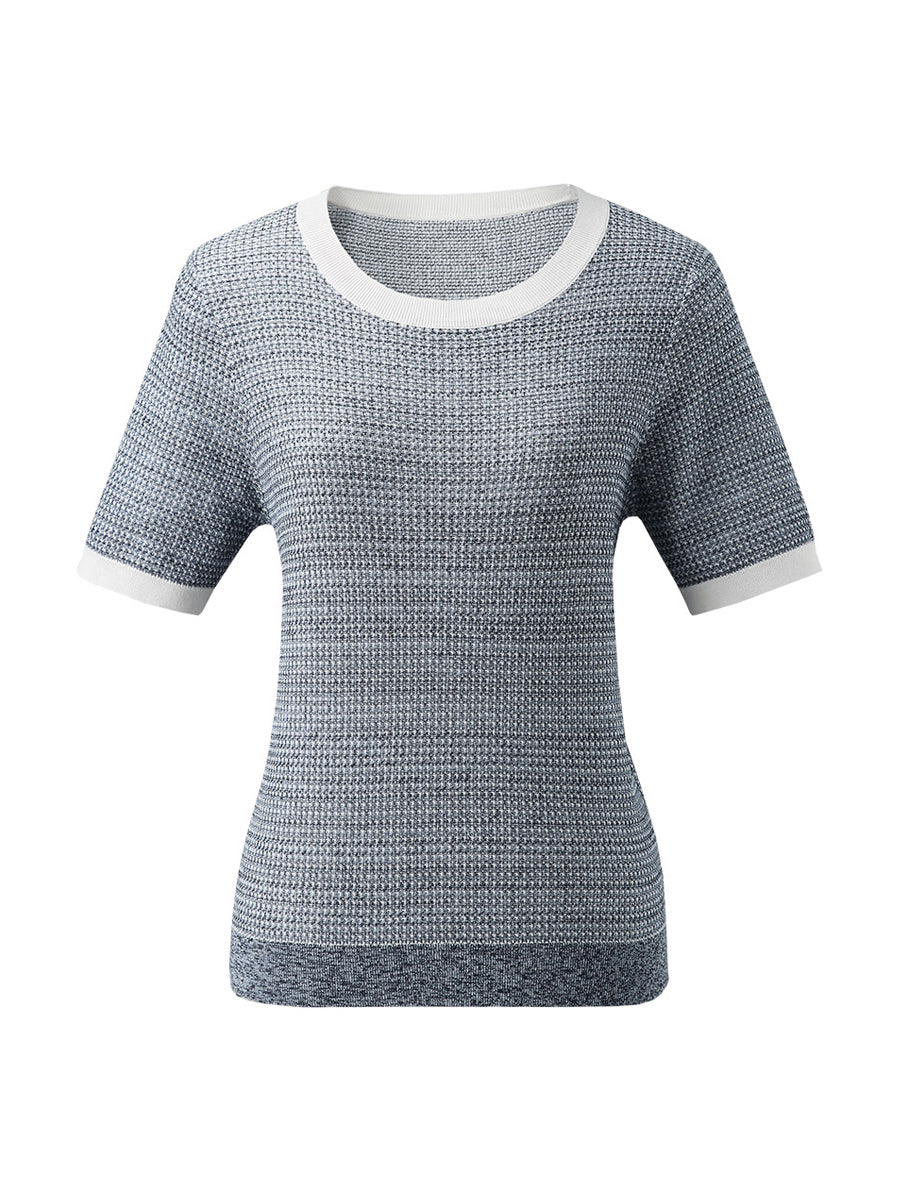 COMOBOCA Women's Chic Striped Knit T-Shirt