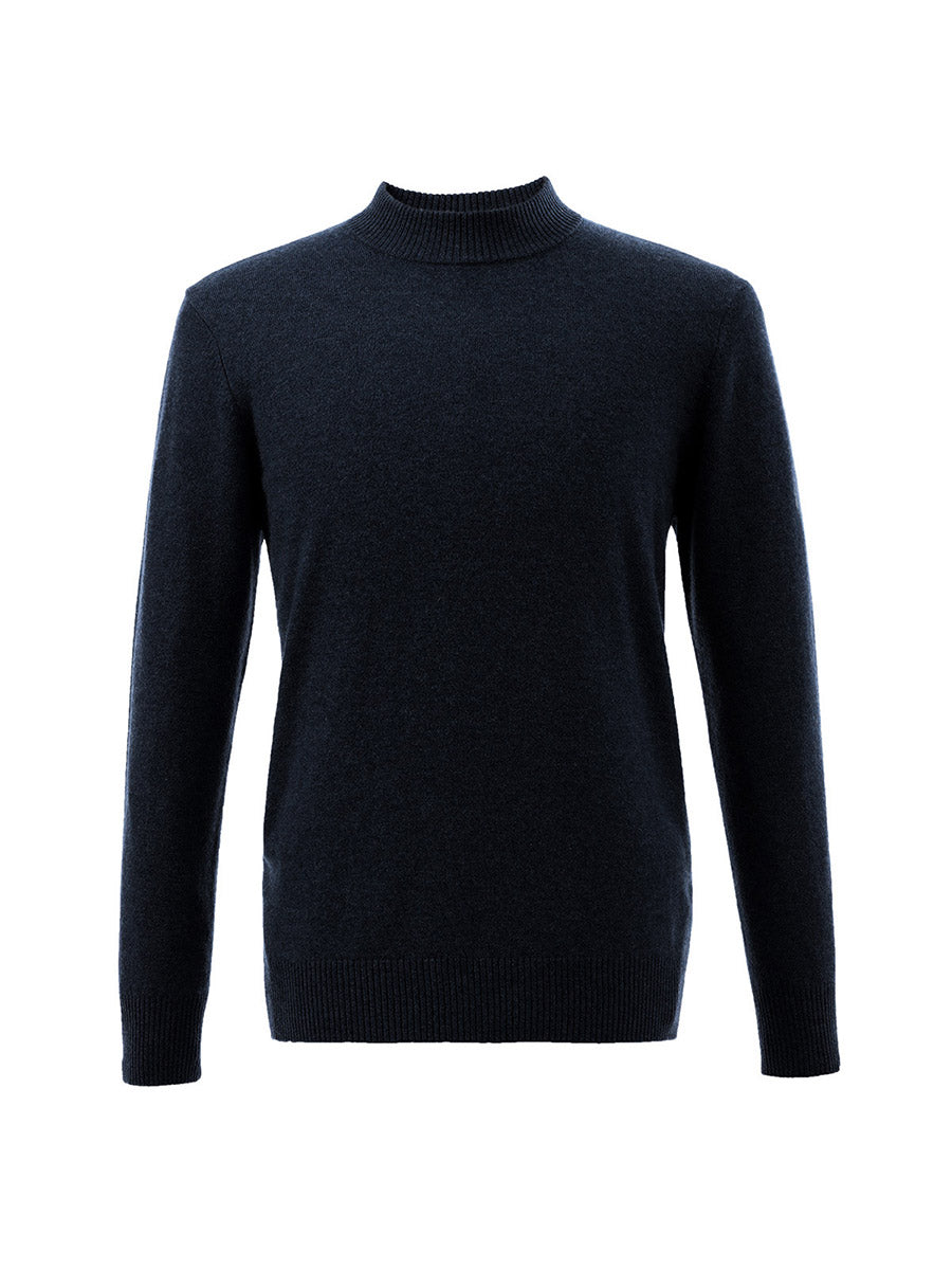 COMOBOCA 100% Cashmere Men's Mock Neck Knit Sweater