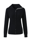 COMOBOCA 100% Cashmere Women's Turtleneck Button-Up Cardigan