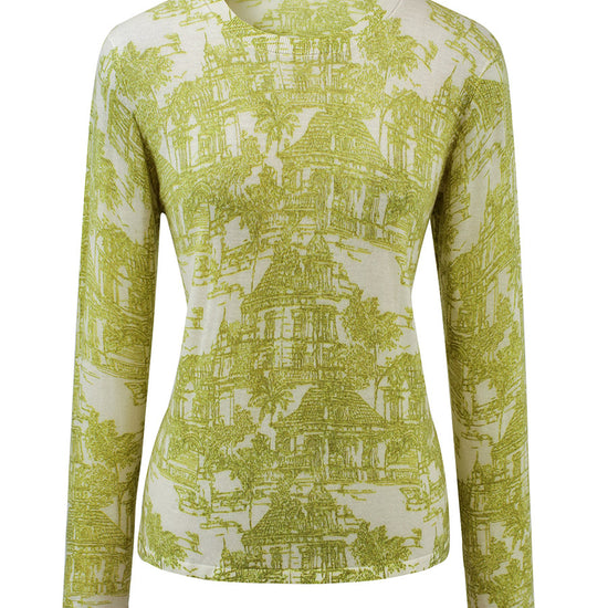 COMOBOCA Women's Cityscape Print Knit Sweater