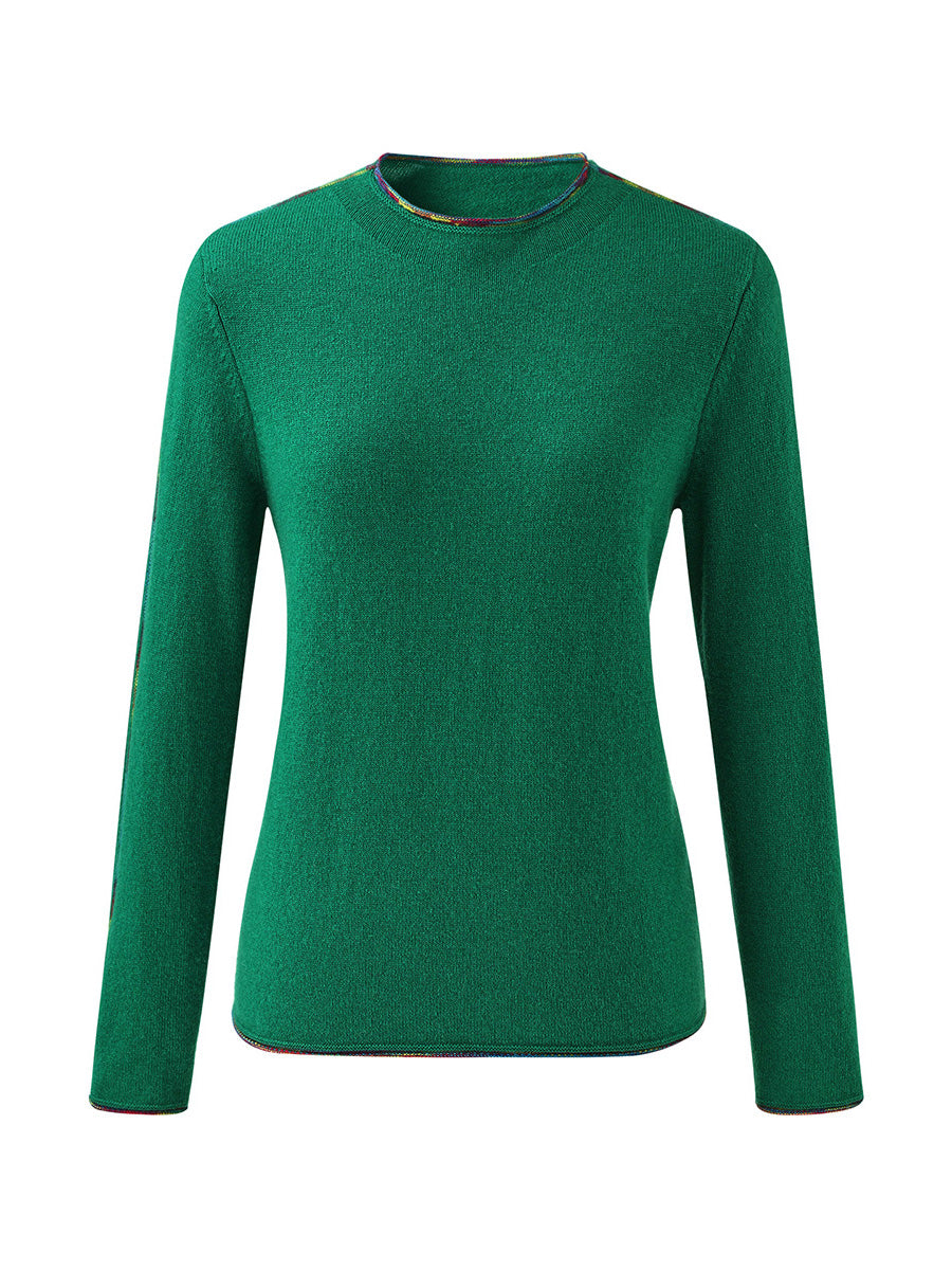 COMOBOCA 100% Cashmere Women's Sweater with Built-in Collar