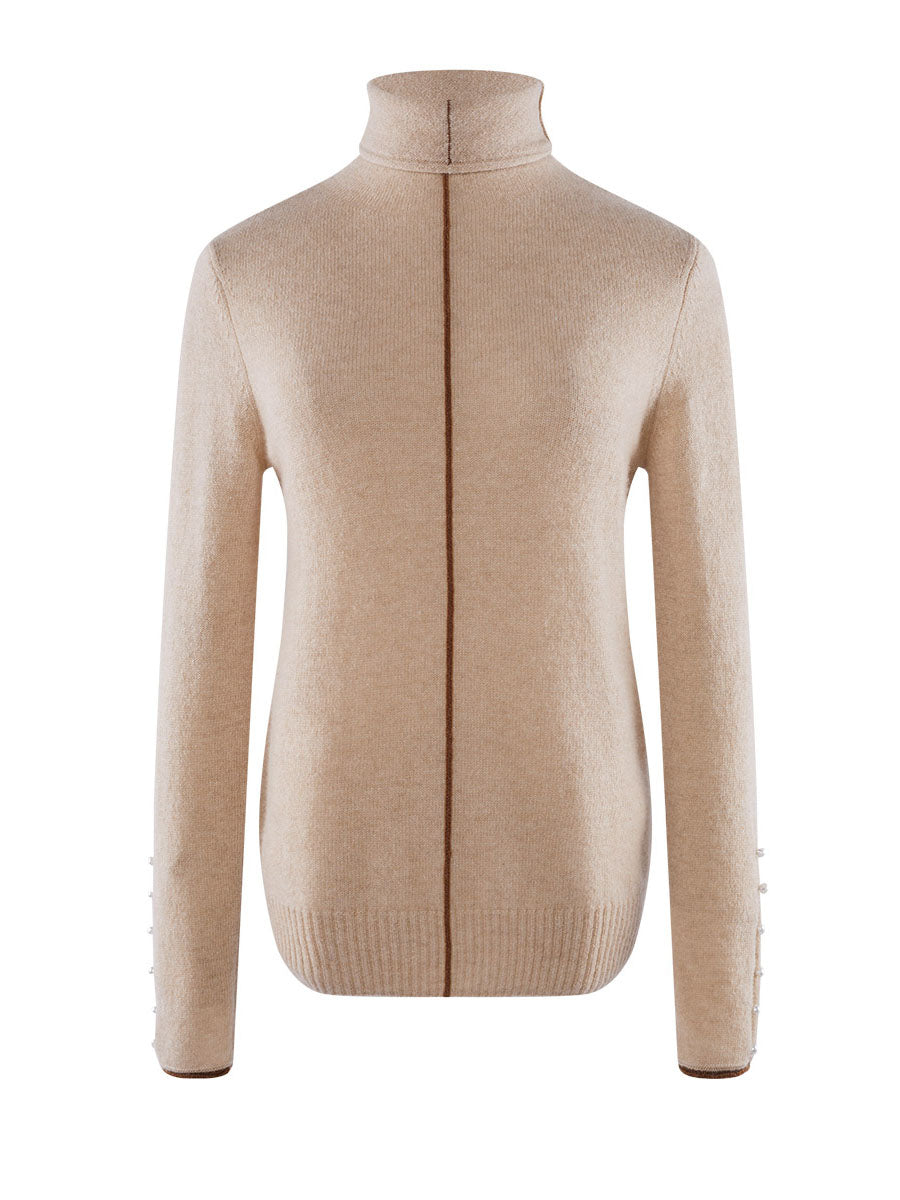 COMOBOCA 100% Cashmere Women's Pearl Buttoned Sweater