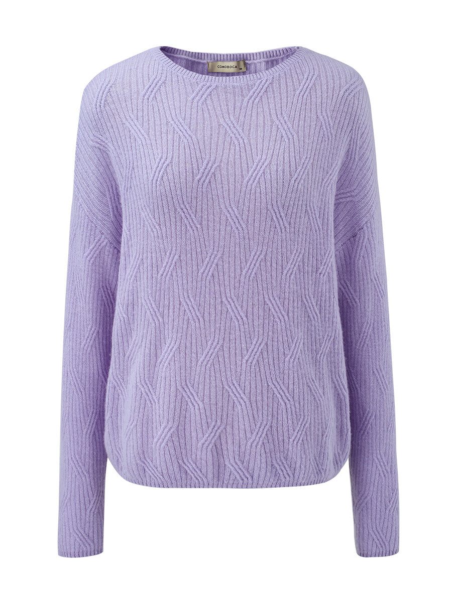 COMOBOCA 100% Cashmere Women's Geometric Wave Knit Sweater