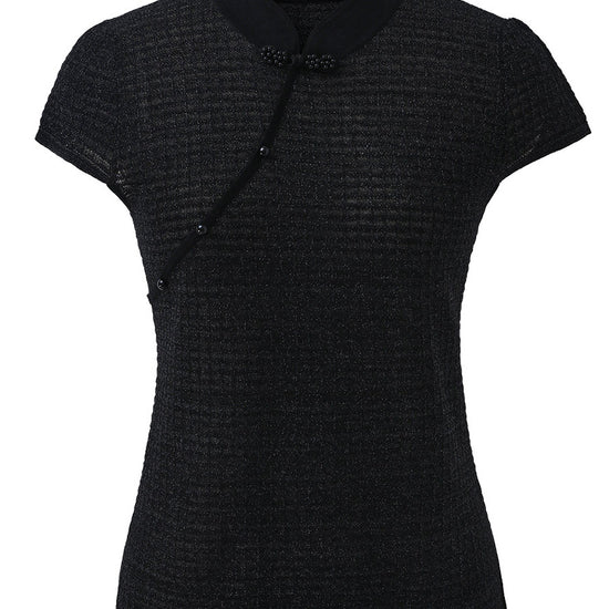 COMOBOCA Women's Textured Pearl Accents Blouse