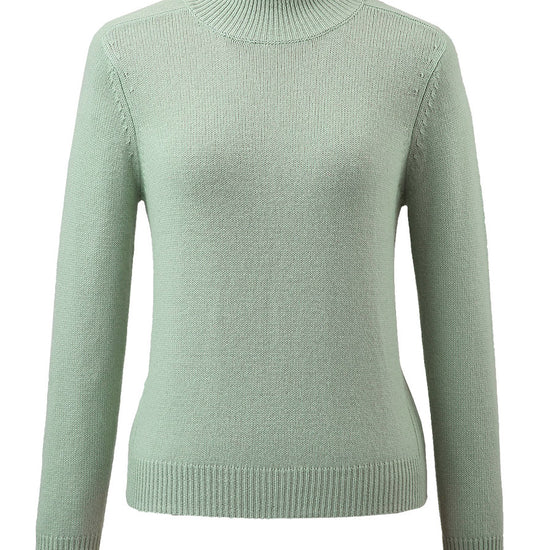 COMOBOCA 100% Wool Women's All-Match Mock Neck Sweater
