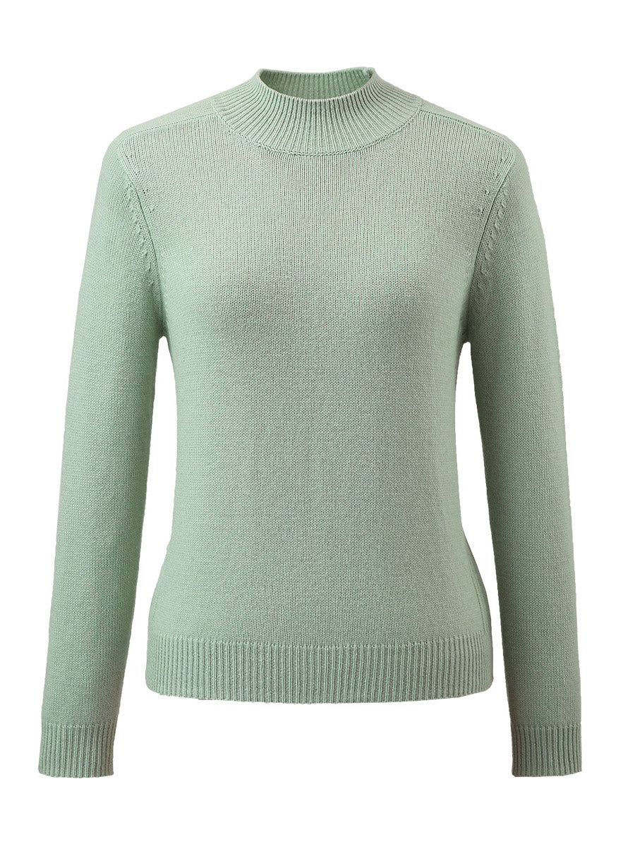 COMOBOCA 100% Wool Women's All-Match Mock Neck Sweater
