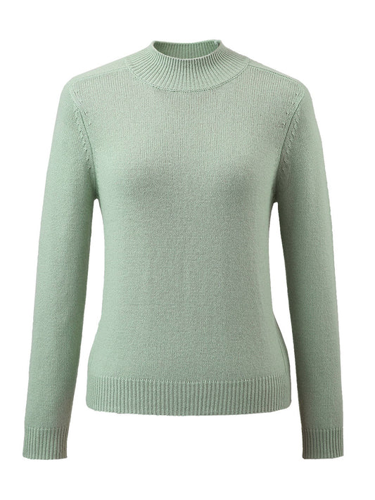 COMOBOCA 100% Wool Women's All-Match Mock Neck Sweater