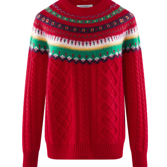 COMOBOCA 100% Cashmere Women's Fair Isle Sweater