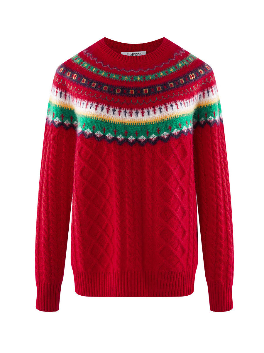 COMOBOCA 100% Cashmere Women's Fair Isle Sweater