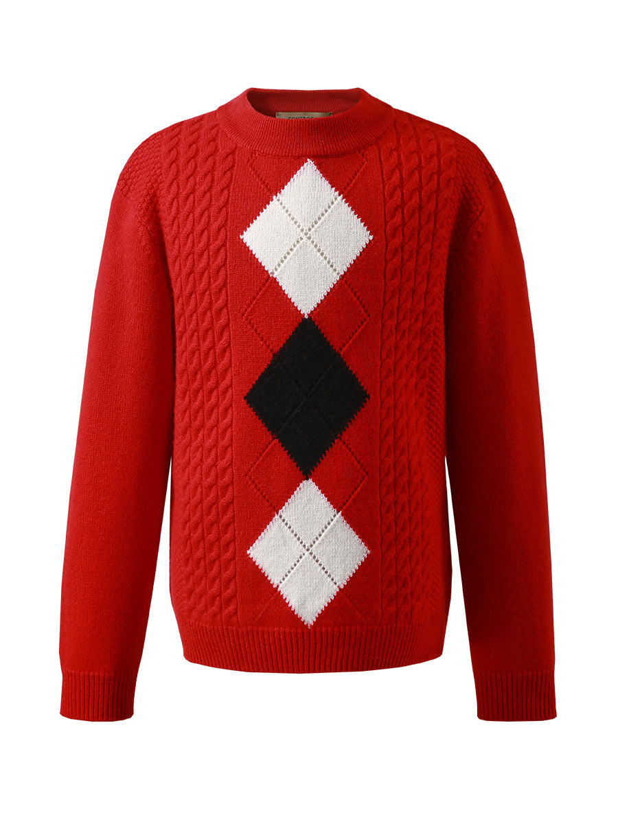 COMOBOCA 100% Wool Kids' Round Neck Sweater