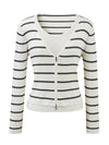 COMOBOCA Women's Striped Ribbed Knit Faux 2-in-1 Zip Cardigan