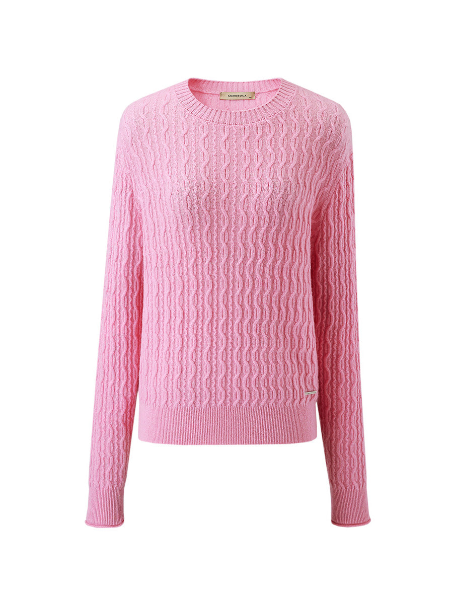 COMOBOCA 100% Cashmere Women's Classic Cable Knit Sweater