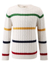 COMOBOCA 100% Wool Kids' Colorful Striped Knit Sweater