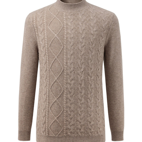 COMOBOCA 100% Cashmere Men's Ribbed Mock Neck Sweater