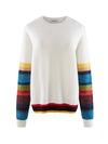COMOBOCA 100% Cashmere Women's Striped Round Neck Sweater