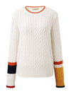 COMOBOCA 100% Wool Women's Colorblock Cable Knit Sweater