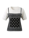 COMOBOCA Women's 2-in-1 Bandana Print Knit Top