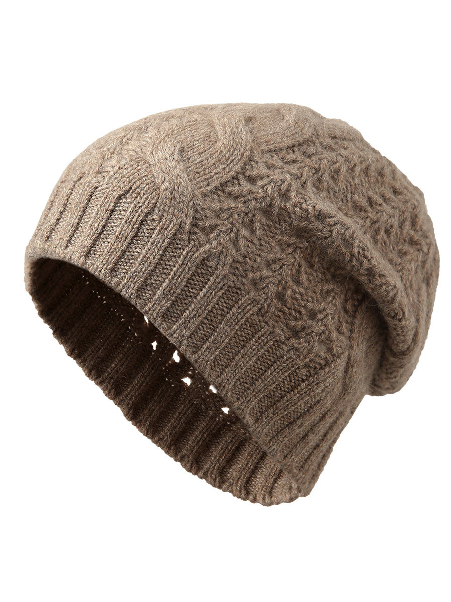 COMOBOCA Light Gray 100% Cashmere Classic Cable Knit Beanie