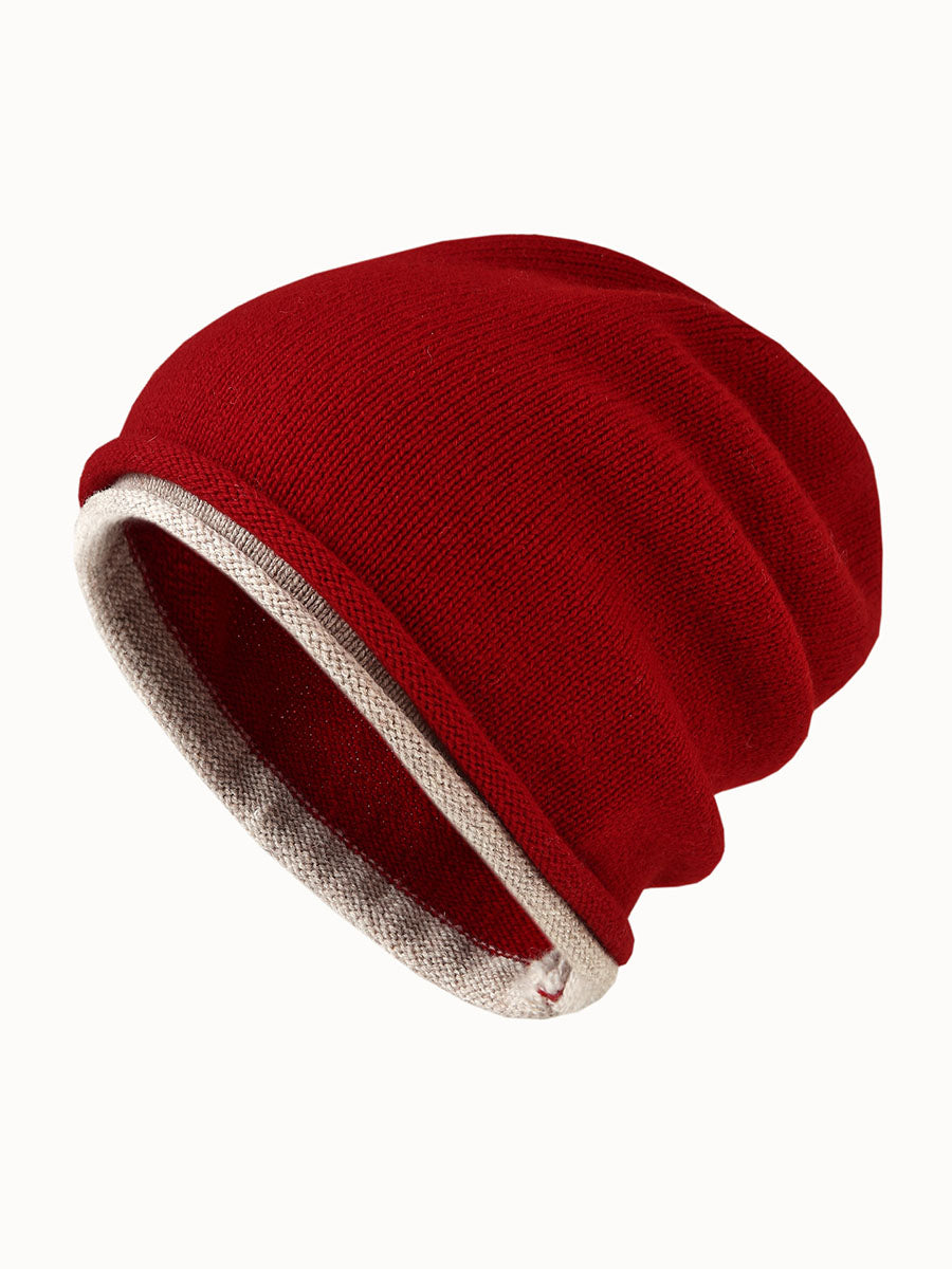 COMOBOCA 100% Wool Women's Double Layered Knit Beanie