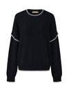 COMOBOCA 100% Wool Women's Contrast Trim Knit Sweater