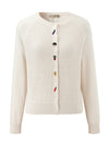COMOBOCA 100% Cashmere Women's Embroidered Button-Front Cardigan