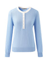 COMOBOCA 100% Cashmere Women's Contrast Trim Button Front Sweater