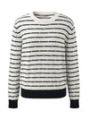 COMOBOCA 100% Cashmere Women's Striped Round Neck Knit Sweater