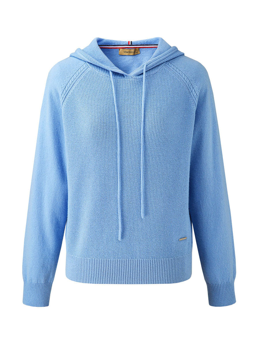 COMOBOCA 100% Wool Women's Ribbed Hem Adjustable Hoodie