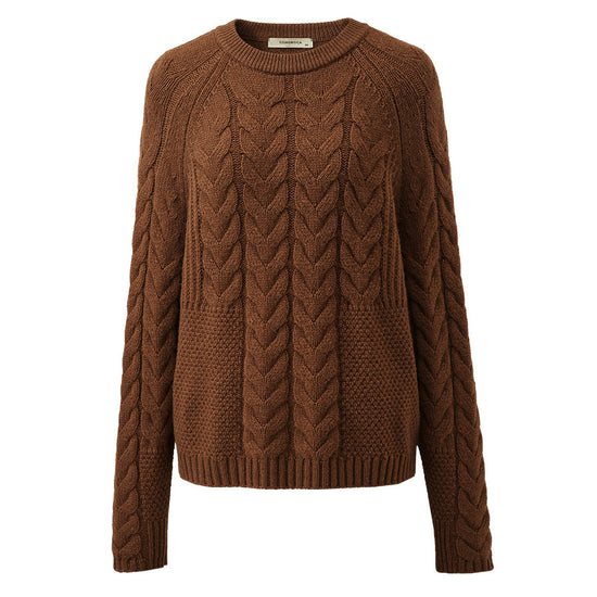 COMOBOCA 100% Wool Women's Cozy Cable Knit Sweater