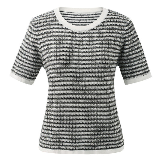 COMOBOCA Women's Elegant Striped Knit T-Shirt
