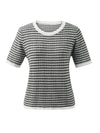 COMOBOCA Women's Elegant Striped Knit T-Shirt